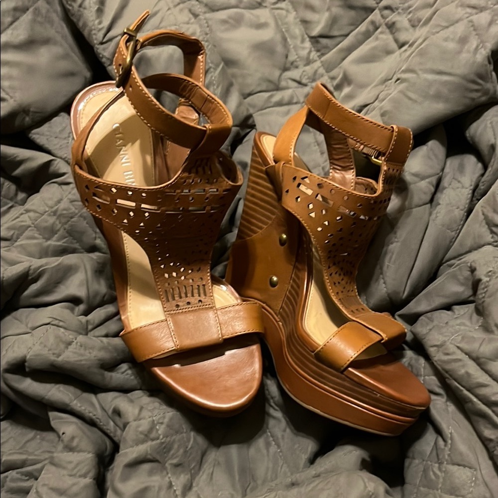 Gianni Bini Women's Brown Wedge Sandals